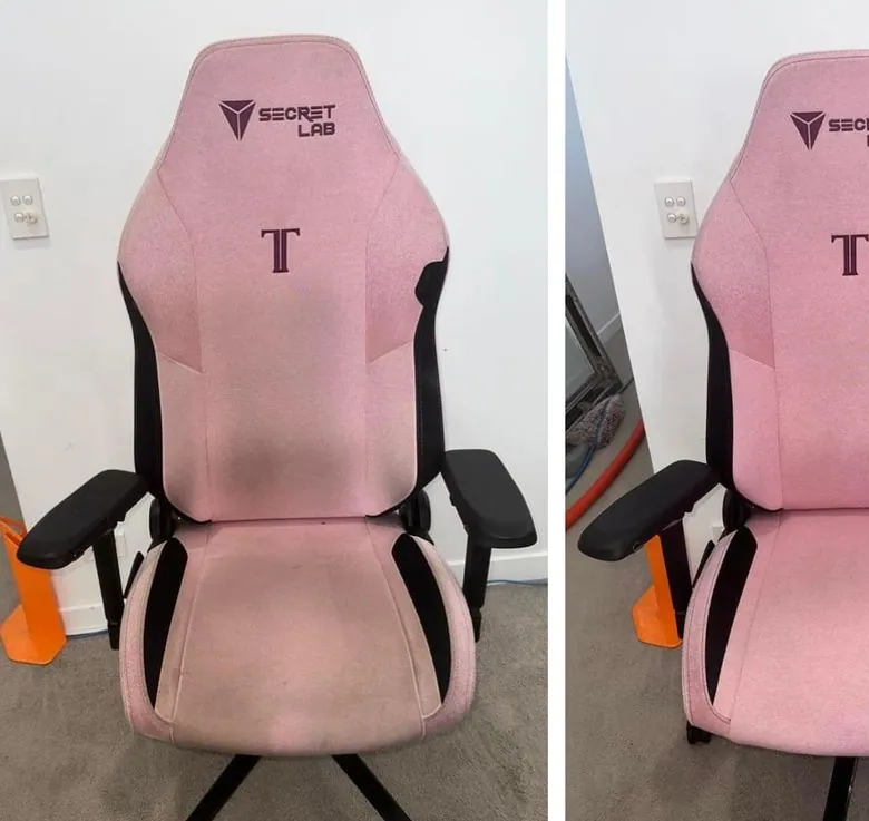 Gaming chair upholstery cleaning before and after in Sunnyvale