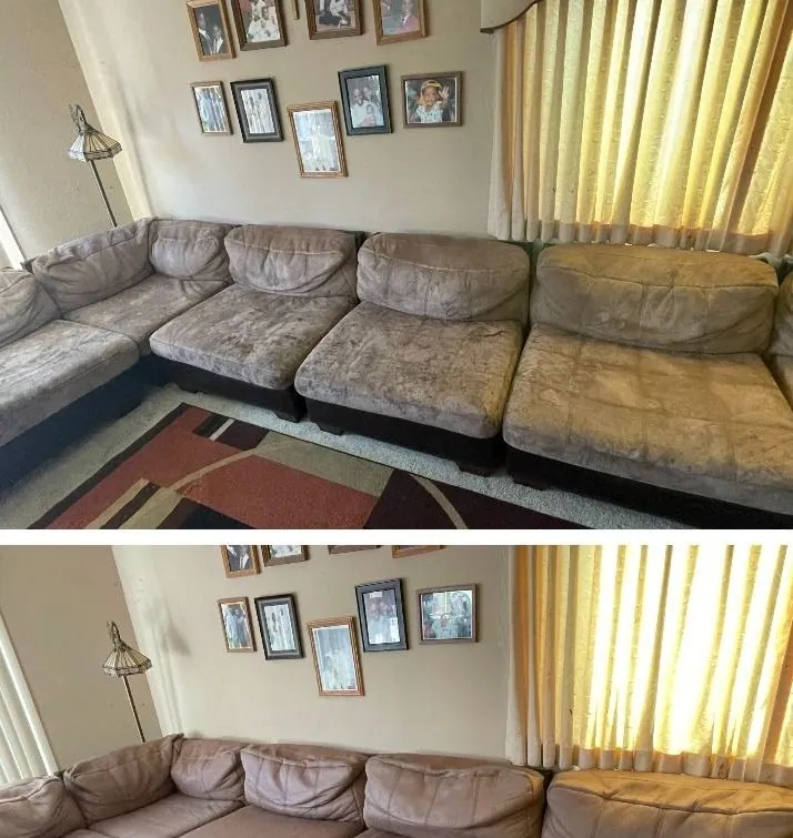 Sectional sofa cleaning before and after in Oakland