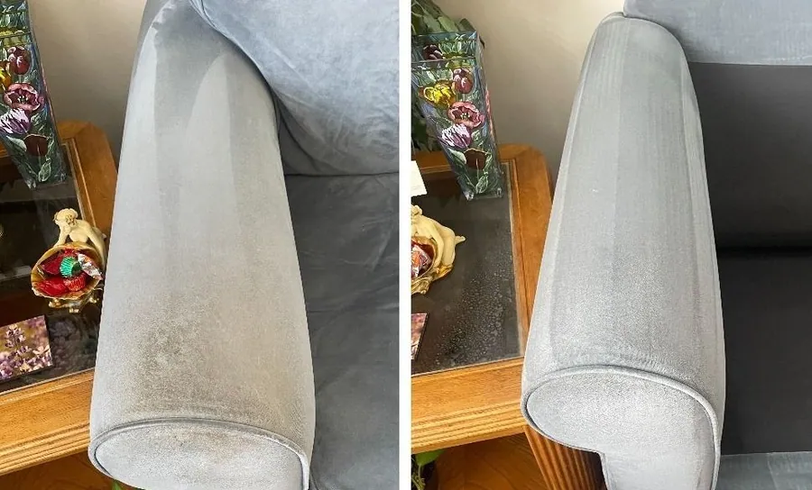Sofa armrest stain removal before and after in Sunnyvale